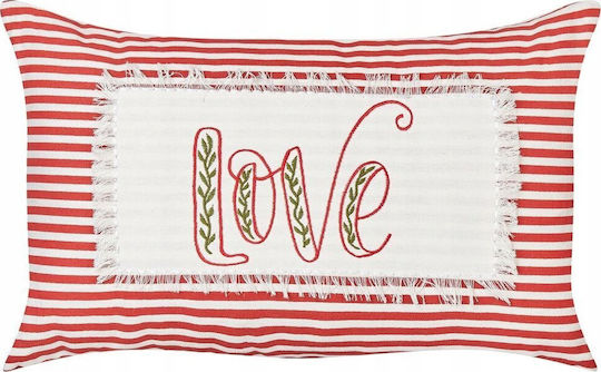 Beliani Throw Pillow Red 30x50cm