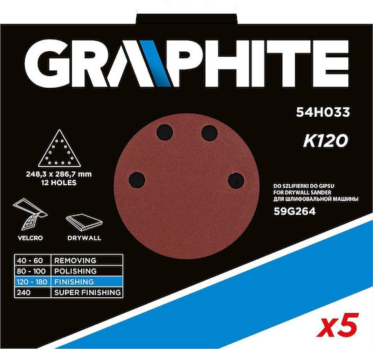 Graphite Φύλλο Λείανσης Δέλτα K120 με 12 Τρύπες Σετ 5τμχ