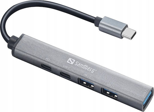 Sandberg USB 3.0 5-Port Hub with USB-C Connection Silver