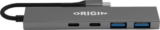 Origin Storage Hub 4 Θυρών USB 3.2 με σύνδεση USB-A Γκρι