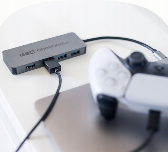 Green Cell Hub 4 Θυρών USB 3.0 με σύνδεση USB-C Ασημί