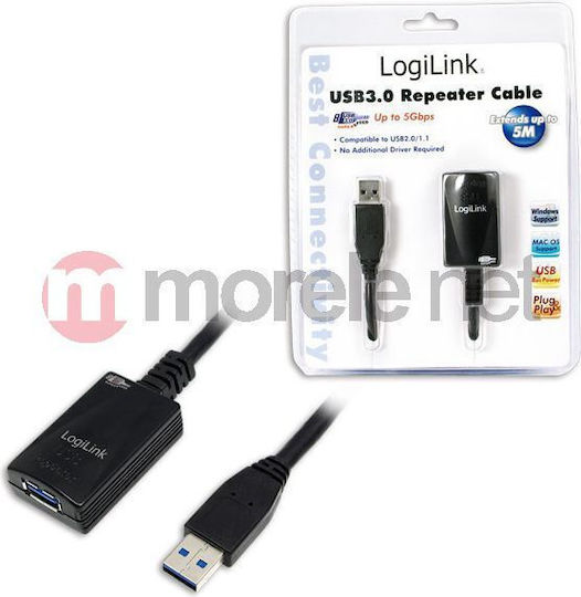 LogiLink USB 3.0 Cablu USB-A - USB-A female Negru 5m UA0127