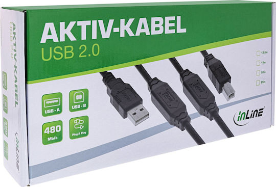 Inline Active Usb 2.0-a To Usb-b Printer Cable 25m Inline Il34514a