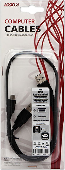 USB Cable Logo USB-A MicroUSB + USB-A 0.6 M Black