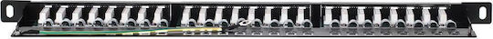 Netrack Panou De Patch Neprotejat Pentru Rack 0.5U 19" 24 Prize Cat5e / Cat7 / Cat6 / Cat6a Negru