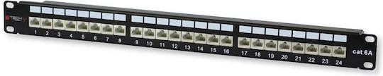 Techly Panou De Patch Pentru Rack 1U 19" 24 Prize Cat6a Negru