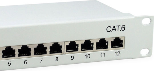 Equip Patch Panel Shielded για Rack 1U 10" 12 Θυρών cat6 Γκρι