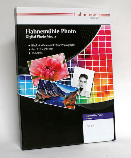 Hahnemuhle Photo Glossy Photo Paper A4 (21x30) 260gr/m² for Printers Inkjet 25 Sheets