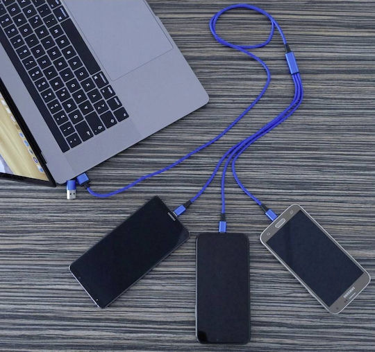 Smrter Hydra Trio USB to Type-C Cable Μπλε 1.2m