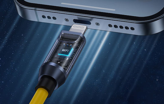 Aohi Magnetic Cablu USB la Type-C / Lightning cu mai multe porturi 5A Galben 2.4m (AOC-L011)