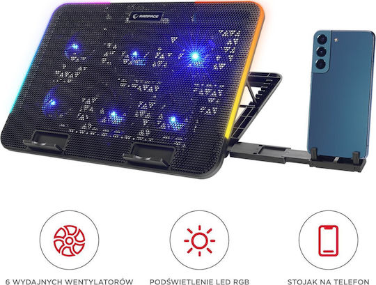 Rampage Sixpower R9 Cooling Pad για Laptop με 6 Ανεμιστήρες και Φωτισμό