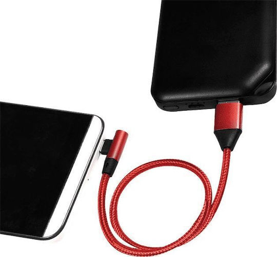 LogiLink Angle (90°) / Braided USB 2.0 to micro USB Cable Κόκκινο 1m (CU0150)