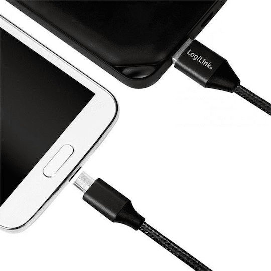 LogiLink Плетена USB 2.0 до микро USB кабел Черен 1м (CU0144) 1бр
