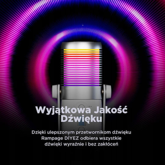Rampage Diyez RGB Δυναμικό Microfon de birou în Culoarea White