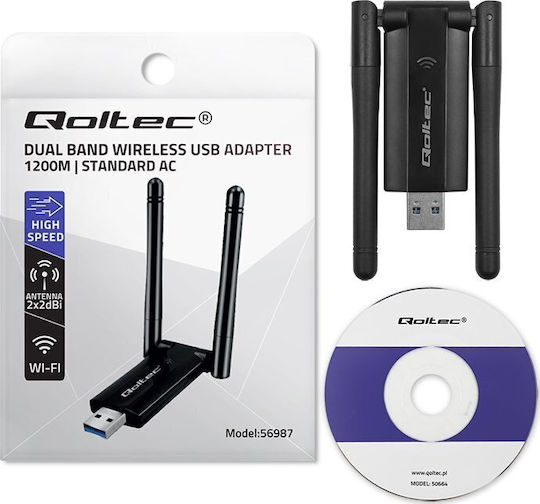 Schneller Dual-USB-Wireless-Wi-Fi-Adapter 2 x 2dBi AC Standard USB 3.0 1200Mbps