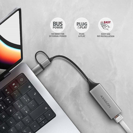 Axagon ADE-TXCA USB-C Network Adapter with Wired Ethernet Connection v1