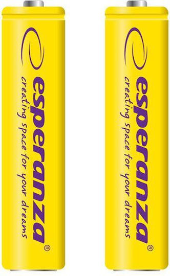 Esperanza Επαναφορτιζόμενες Μπαταρίες AAA Ni-MH 1000mAh 1.2V 2τμχ Κίτρινο