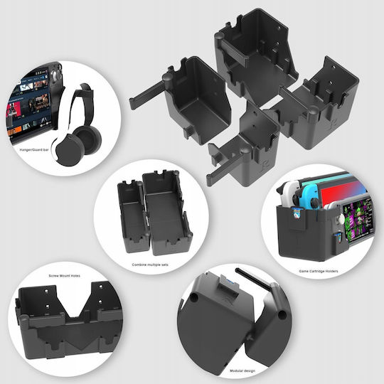 Jys Βάση για 2 χειριστήρια Switch / Switch Lite / Switch OLED / Steam Deck Wall Mount Holder For Nintendo + Accessories/Ns247 Πολύχρωμη SB7775