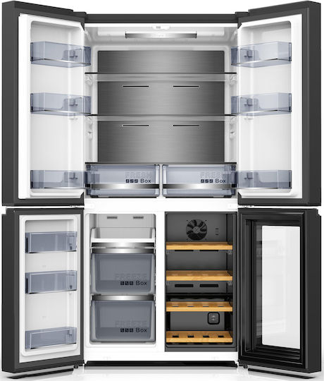 Finlux Side-by-Side Refrigerator 606lt NoFrost H182xW90.5xD72cm Black FFD605WBL