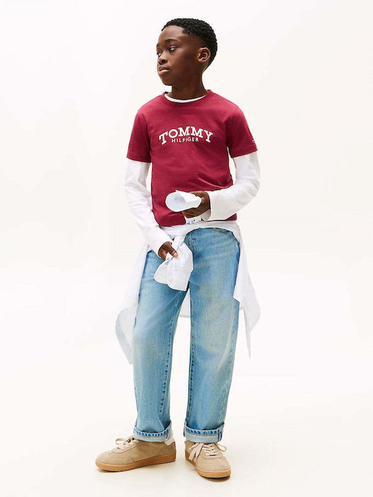 Παιδικό T-shirt Μπορντω Tommy