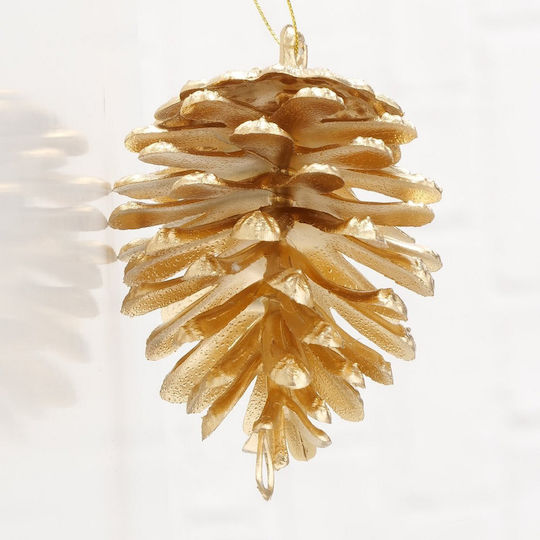 Hängendes Ornament Kiefer Kunststoff Gold 11cm