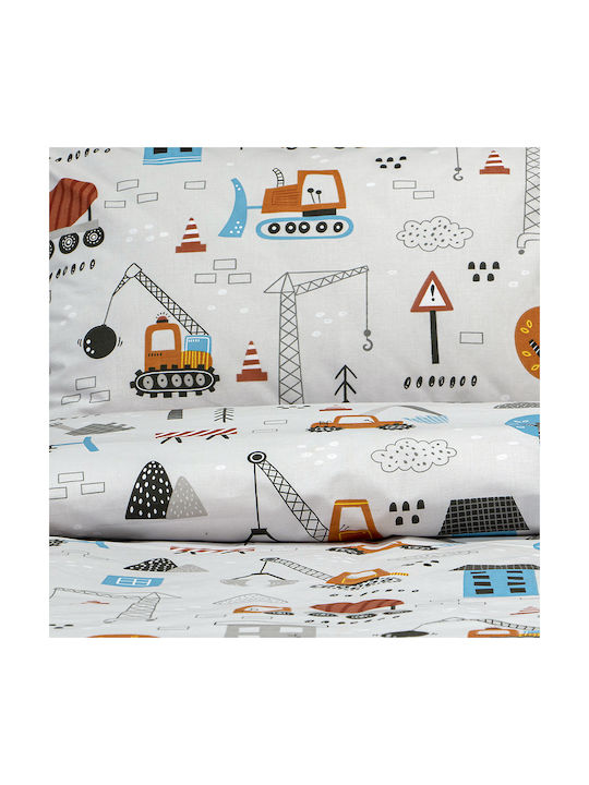 Lino Home Set Kinderbettbezug Einzel mit Kissenbezug Gray 160x240cm