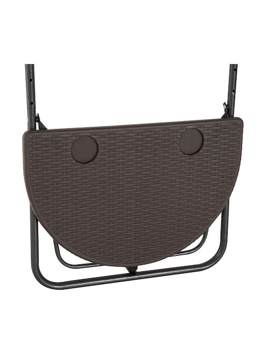 Masa pentru spații exterioare mici Pliabil Rattan cu schelet metalic Maro 60x39x73buc