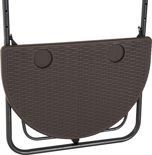 with Rattan Surface and Metal Frame Brown 60x39x73cm