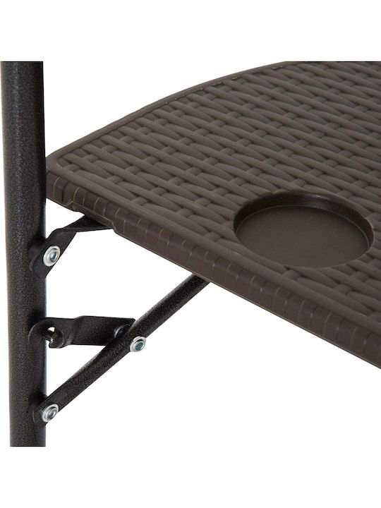 Masa pentru spații exterioare mici Pliabil Rattan cu schelet metalic Maro 60x39x73buc