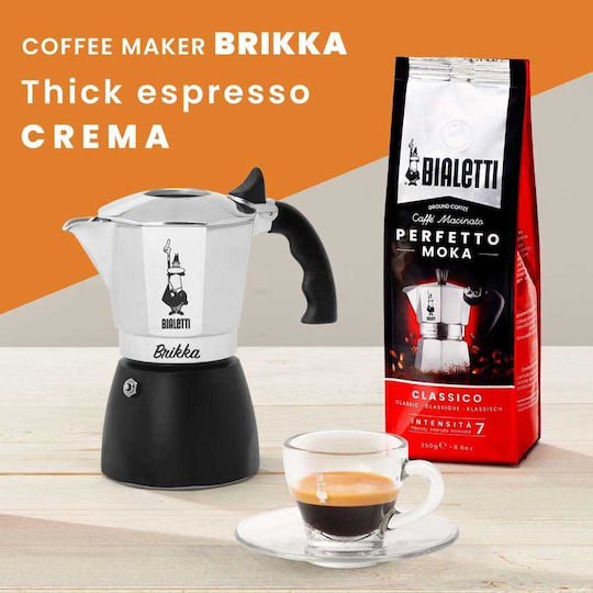 Bialetti Brikka Electric Stovetop Espresso Pot for 4 Cups Silver