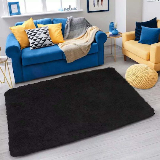 Strado Carpets Χαλί Ορθογώνιο Shaggy Μαύρο 60x90cm