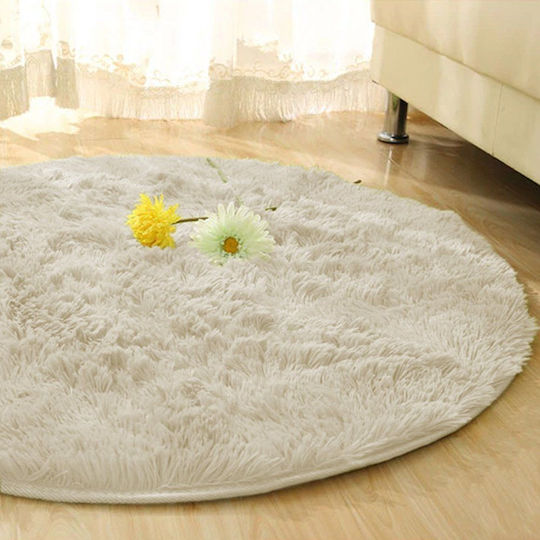 Strado Carpets Αντιολισθητικό Χαλί Στρογγυλό Shaggy Beige Φ150cm