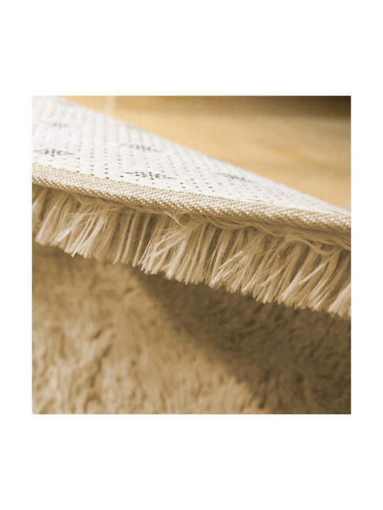 Strado Teppich Rund Zottelig Synthetisch,Polyester/Cotton/Leather Cappuccinocamel (light Brown)