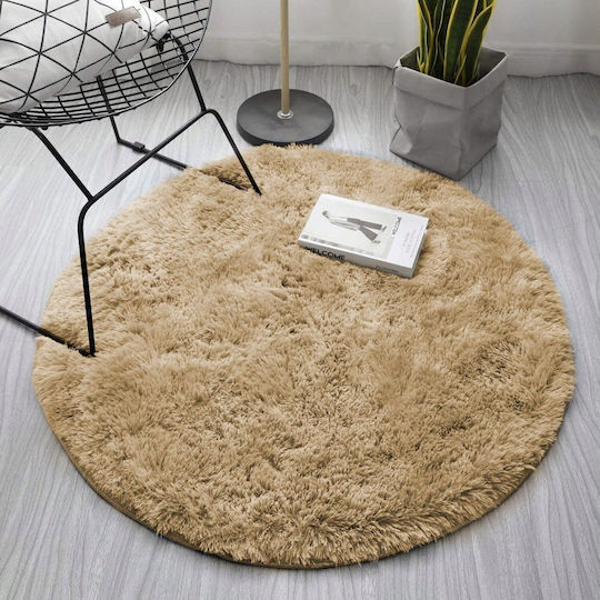 Strado Shaggy Round Rug Cappuccinocamel (Light Brown) Φ100cm