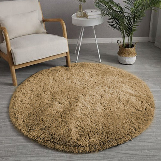 Strado Shaggy Round Rug Cappuccinocamel (Light Brown) Φ100cm