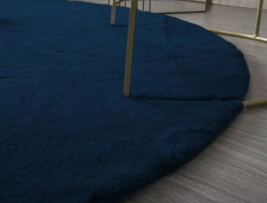 Strado Carpets Teppich Rund Synthetisch,Polyester/Cotton/Leather Dark Blue