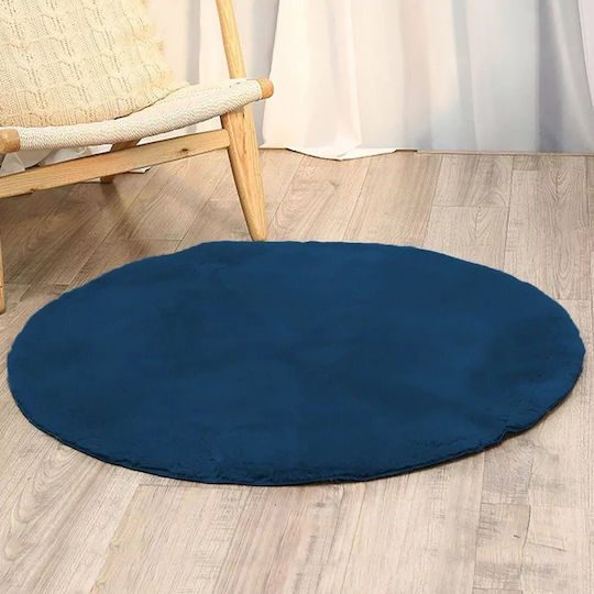 Strado Carpets Teppich Rund Synthetisch,Polyester/Cotton/Leather Dark Blue