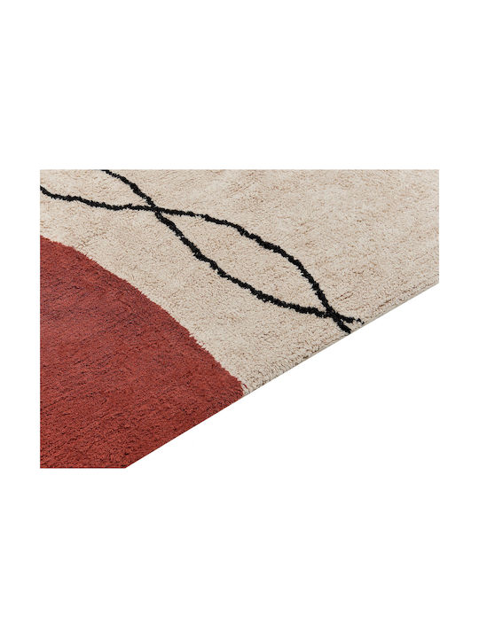 Beliani Rug Rectangular Cotton Beige And Red