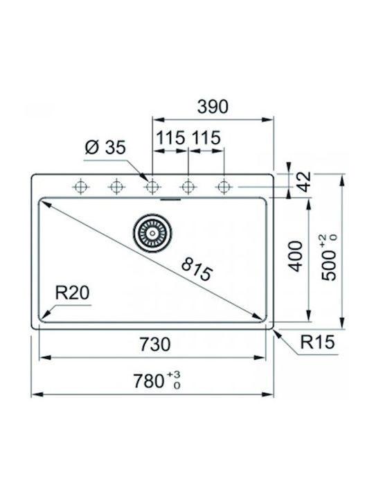 Franke Centro 2.0 CNG 610/210-73 1140674070 Drop-In Chiuvetă din Granit Sintetic L78xW50cm Fulgi de ovăz