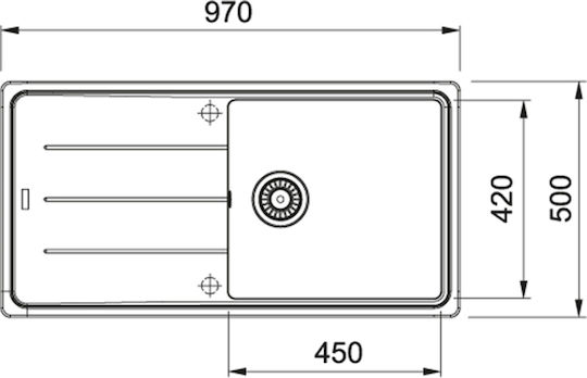 Franke Basis Bfg 611-97 Ένθετος από Συνθετικό Γρανίτη Μ97xΠ50cm