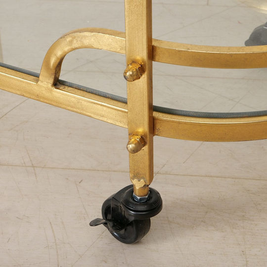 Кръгла Помощна маса Метална с колела Antique Gold Ш87xД41xВ79.5см.