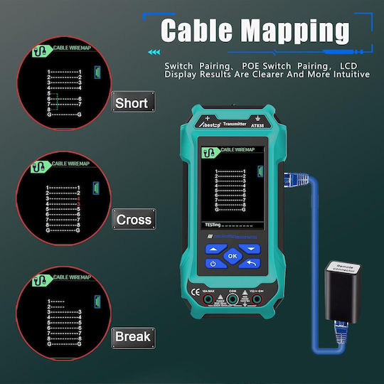 Localizator Cabluri At838 Abestop Detector Circuit Multimetru Funcție Detectare Traseu Fire Cabluri Subterane Apă Gaz Multi-tester