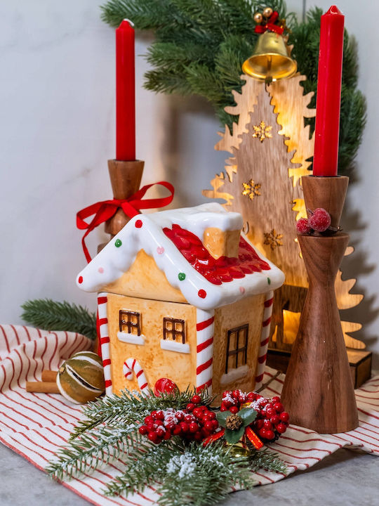 Home&Styling Collection Κηροπήγιο Ξύλινο σε Καφέ Χρώμα 22εκ.