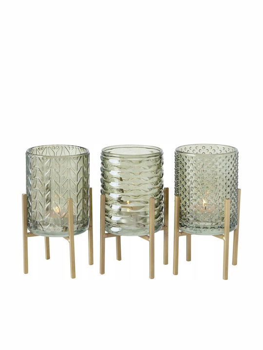 Boltze Candle Holder suitable for Tealights Glass in Green Color 8x8x8cm 1pcs