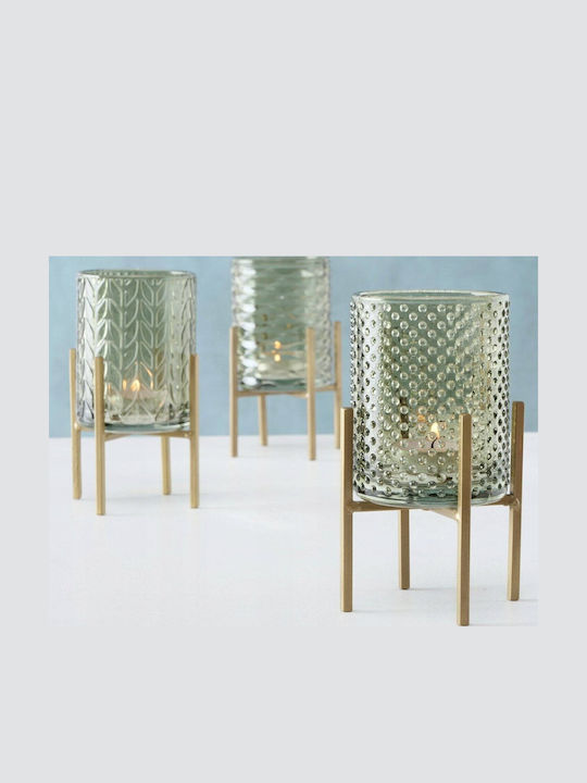 Boltze Candle Holder suitable for Tealights Glass in Green Color 8x8x8cm 1pcs