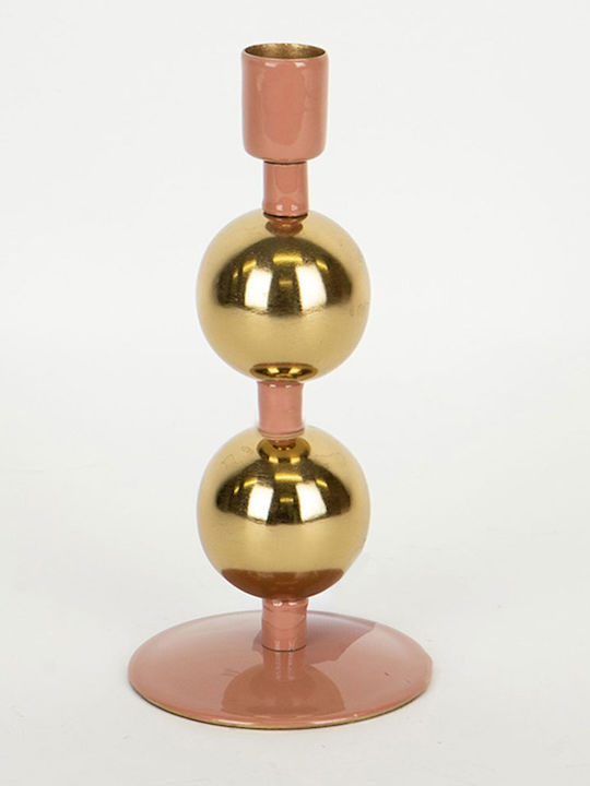 Set of Candle Holders Metal in Orange Color 9x9x18cm 2pcs