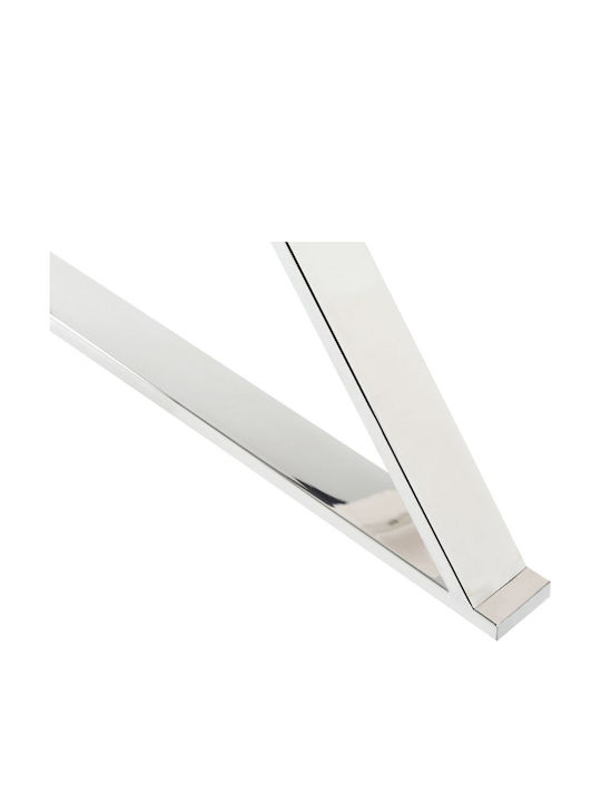 Table Kitchen Glass White With Silver 120x70cm
