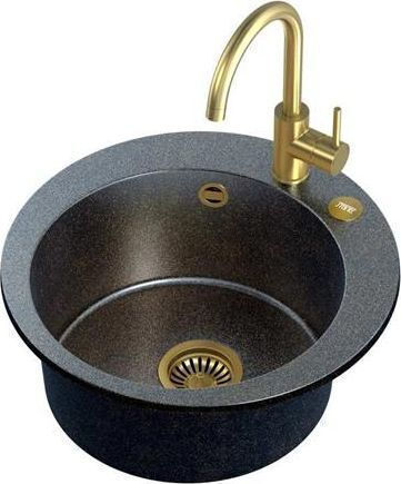 Steiner Επικαθήμενος Νιπτήρας Πορσελάνης 51x51x20cm Black Iridescent Gold