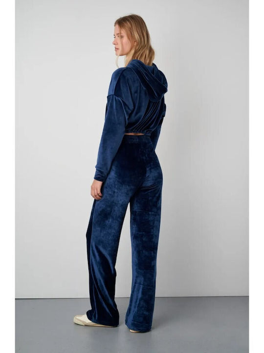 High Waist Sweatpants Jogger Velvet Blue