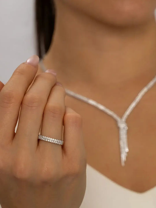 Set mit Halskette , Ohrringe & Ring aus Silber mit Steinen